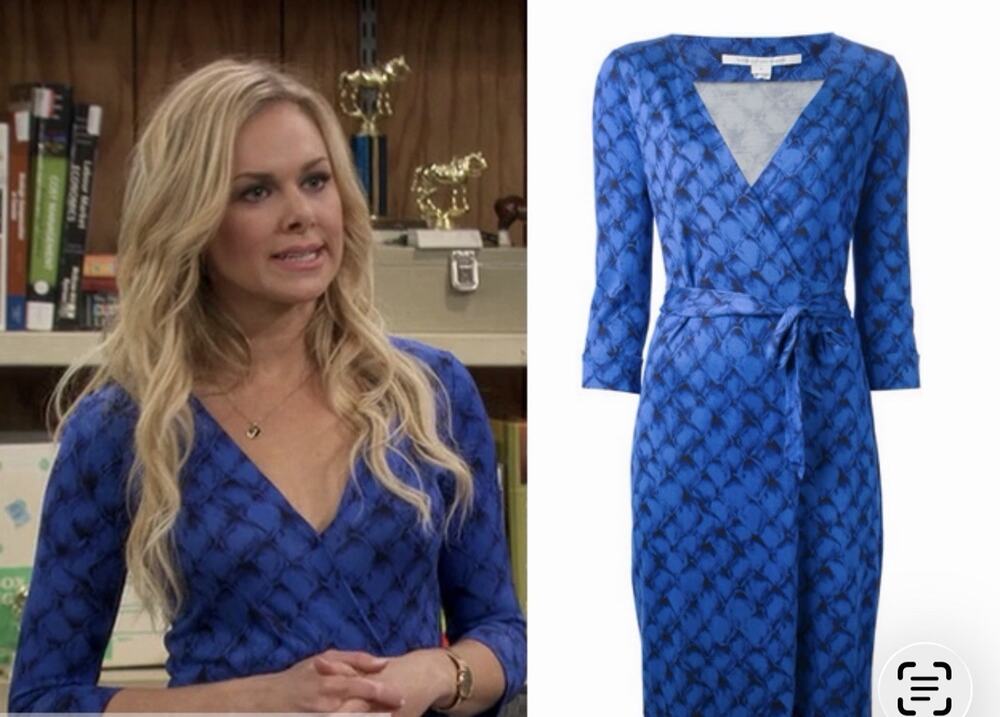 DVF Diane von Furstenberg New Julian Two Mini Wrap Dress Size 6 Blue Black Tie